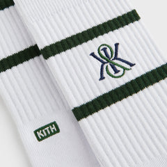 Kith 3-Pack K Crest Striped Cotton Crew Socks - White