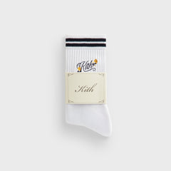 Kith Double Striped Floral Cotton Mid Crew Socks - Nocturnal