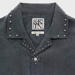 &Kin Studded Cupro Linen Sawyer Shirt - Somber