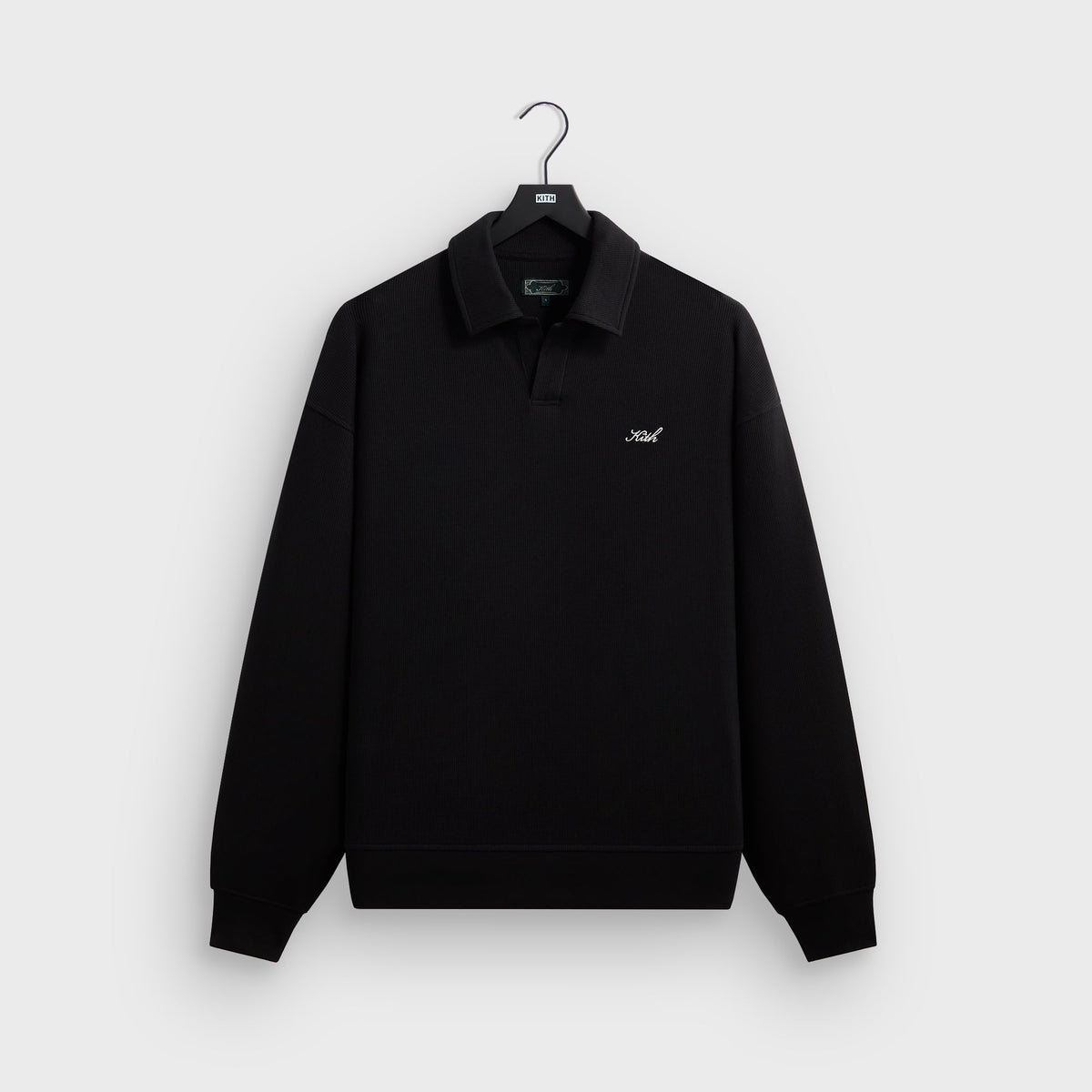 Kith Micro Waffle Nelson Rugby Pullover - Black