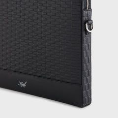 Kith Monogram Leather 15" Laptop Case - Black