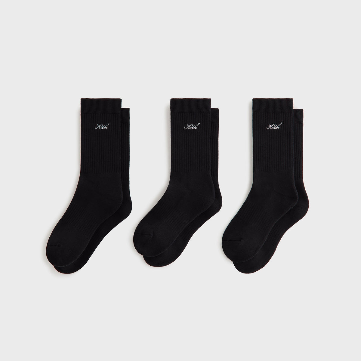 Kith Women Script Classic 3-Pack Crew Socks - Black