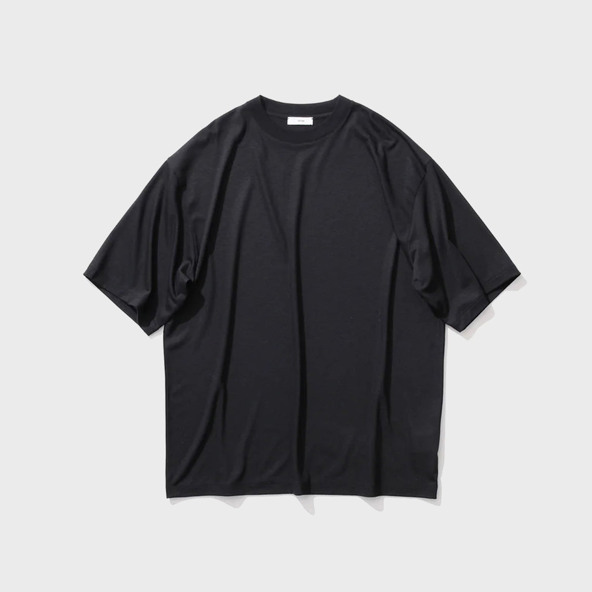 ATON Royal Wool Jersey Loose Fit Tee - Black