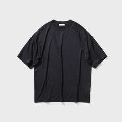 ATON Royal Wool Jersey Loose Fit Tee - Black