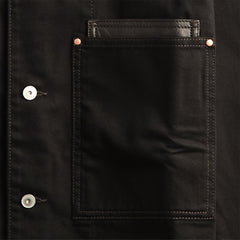 Lemaire Workwear Overshirt With Leather Collar - Black