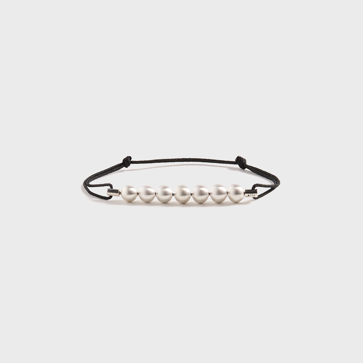 Le Gramme 13G Sterling Silver 7 Beads Cord Bracelet - Black