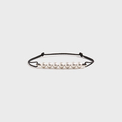 Le Gramme 13G Sterling Silver 7 Beads Cord Bracelet - Black