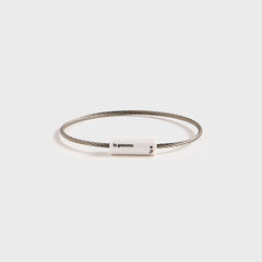 Le Gramme 5g Brushed White Ceramic Cable Bracelet - White