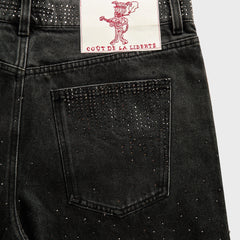 Coût De La Liberté Zander Crystal Rigid Denim Baggy Short - Sunfade Oz Black