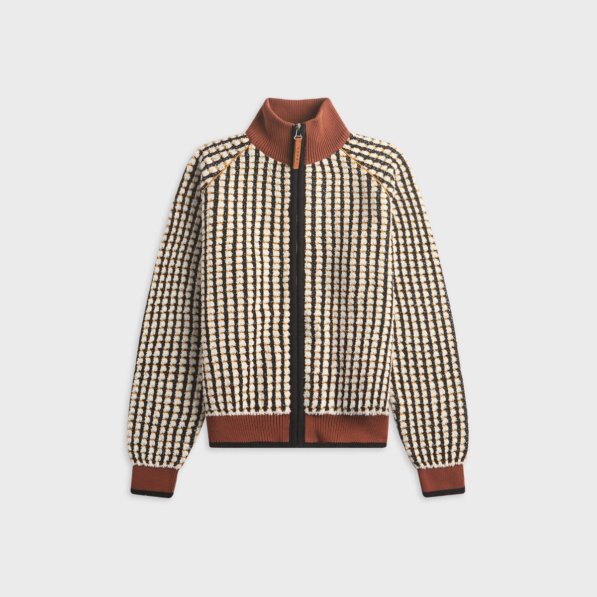 Marni Bouclé Zip-Up Sweater - Lily White