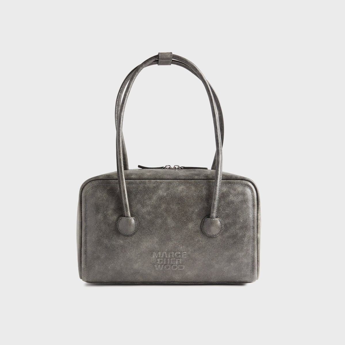 MARGESHERWOOD Soft Boston Two Tone Cracked Bag - White / Grey