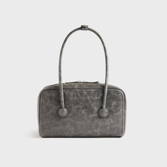 MARGESHERWOOD Soft Boston Two Tone Cracked Bag - White / Grey