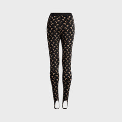 Marine Serre Moon Printed Jersey Stirrup Legging - Moon Tan on Black