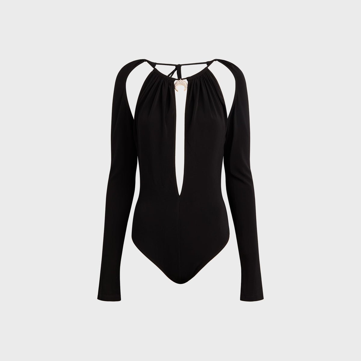 Marine Serre Draped Jersey Long Sleeve Top - Black