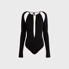 Marine Serre Draped Jersey Long Sleeve Top - Black
