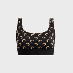 Marine Serre Moon Printed Jersey Sports Bra - Black