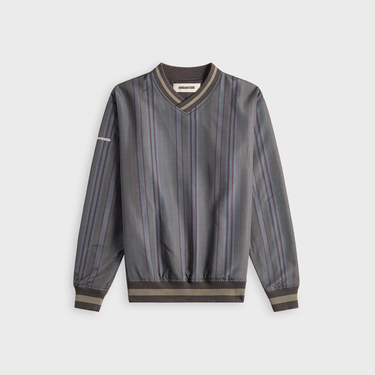 Metalwood Lined V-Neck Pullover Windbreaker - Multicolor