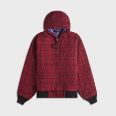 Needles Zipped Wool Glen Plaid Work Hoody - Red