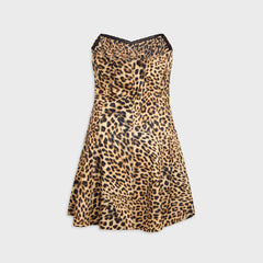 Norma Kamali Strapless Grace Mini Dress - Cheetah Print