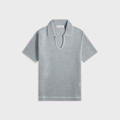 Orlebar Brown Batten Stitch Shirt - Light Sky Pool / White Sand