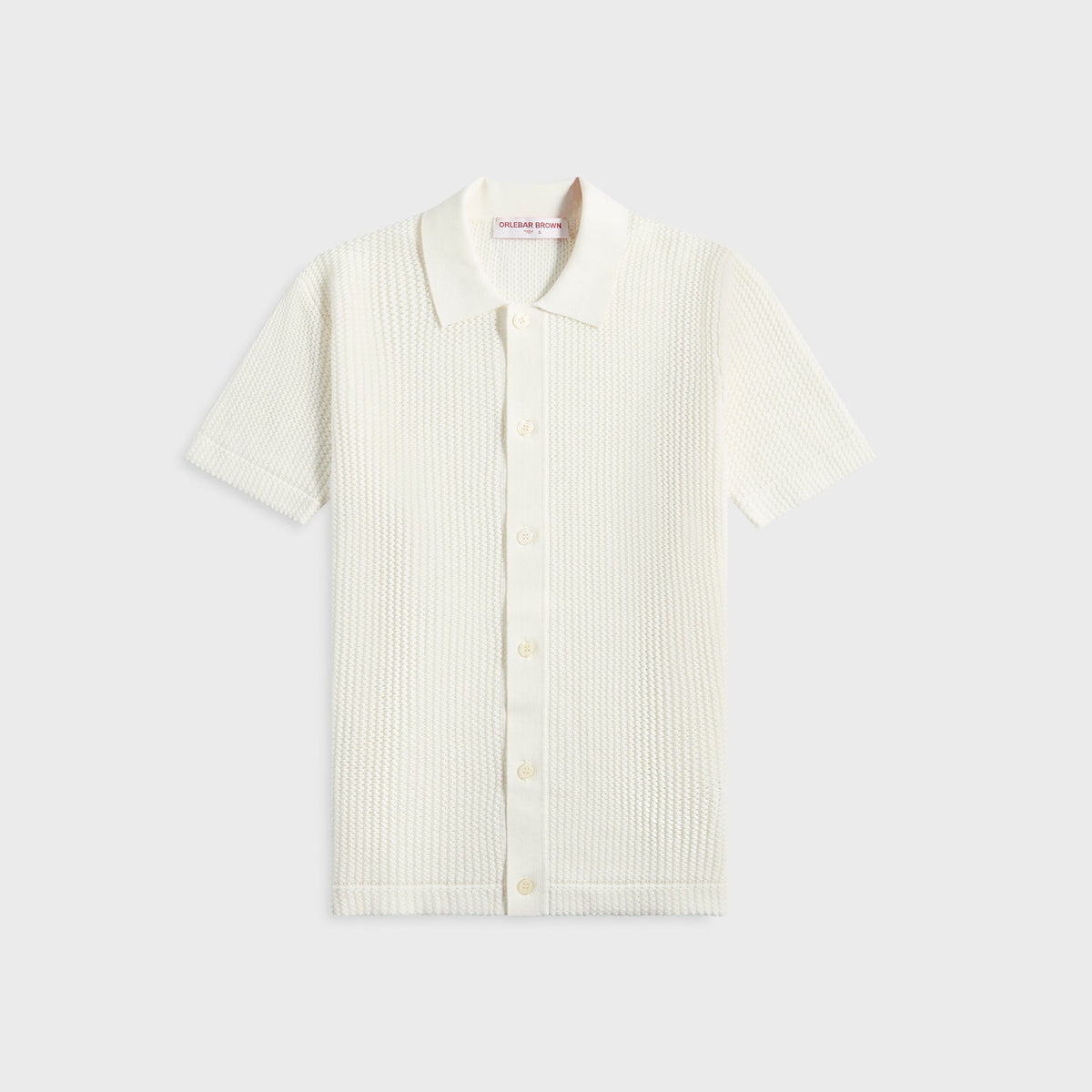 Orlebar Brown Tiernan Chevron Crochet Shirt - White Sand