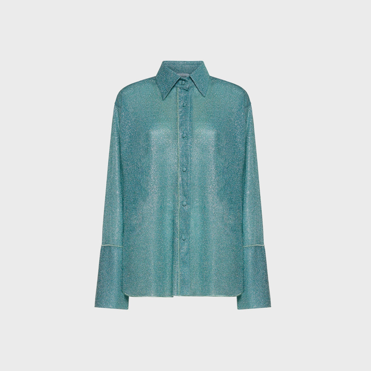 Oseree Lumiere Lurex Sleeves Shirt - Sea Turquoise