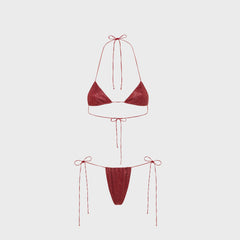 Oseree Lumiere Microkini Lurex Bikini Set - Coral