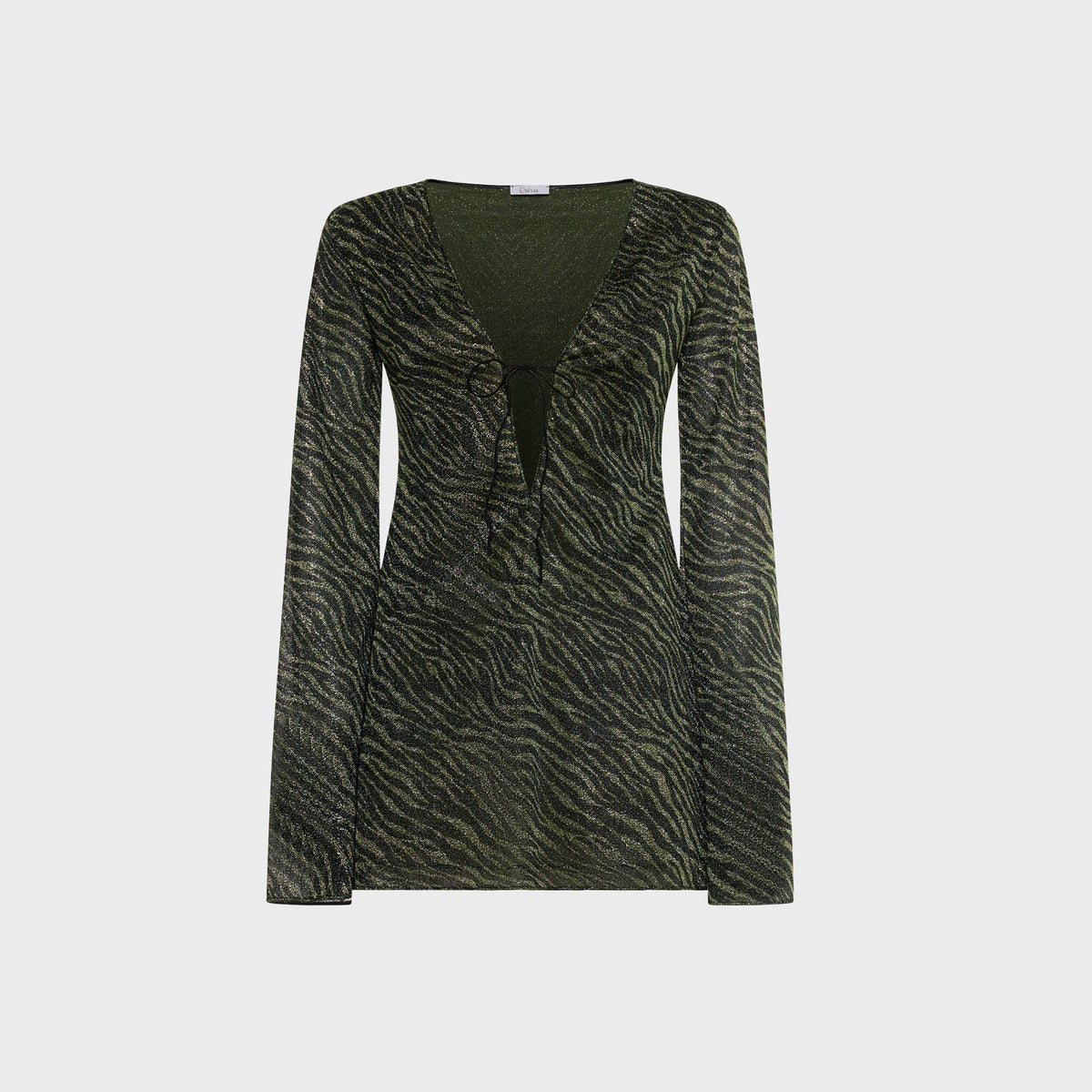 Oseree Animalier Kaftan Dress - Green / Black