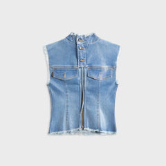 Ottolinger Glazed Denim Zip Top - Blue