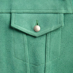vowels Suede Trucker Jacket - Damp Green