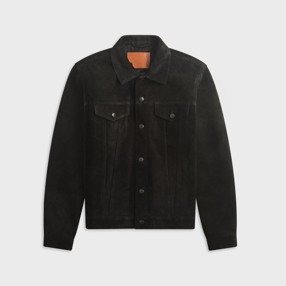 vowels Suede Trucker Jacket - Black