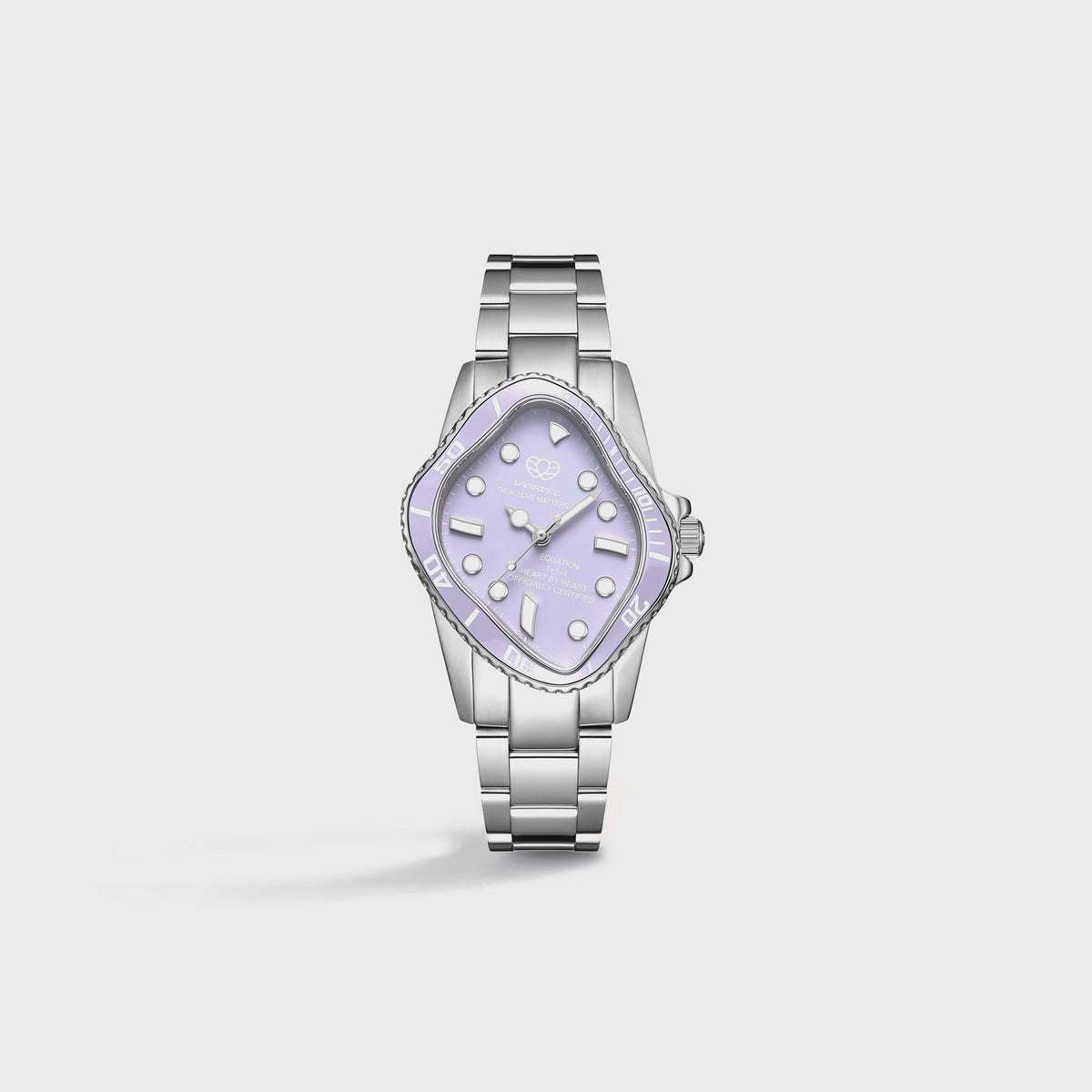 LAARVEE Silver Precision Steel Watch - Lilac Ceramic Bezel / Lilac Dial