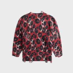 R13 Printed Oversized Sweater - Red Leopard