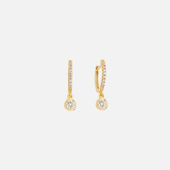 SHASHI Bezel Pave Huggie - Gold