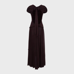 Siedres Adeline Gathered Open Back Mesh Maxi Dress - Brown