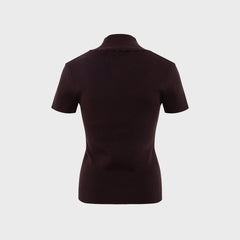 Siedres Mollie Button Detailed Short Sleeve Knit Top - Brown