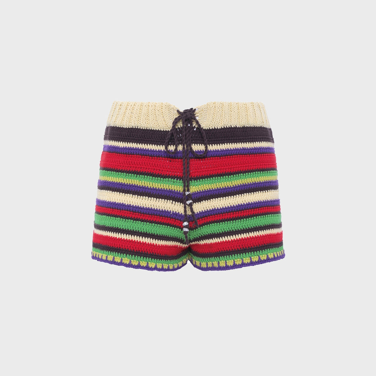 Siedres Renata Striped Crochet Mini Short - Multi