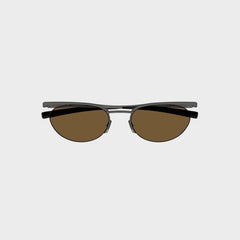 Saint Laurent SL862 Oval Sunglasses - Ruthenium / Brown