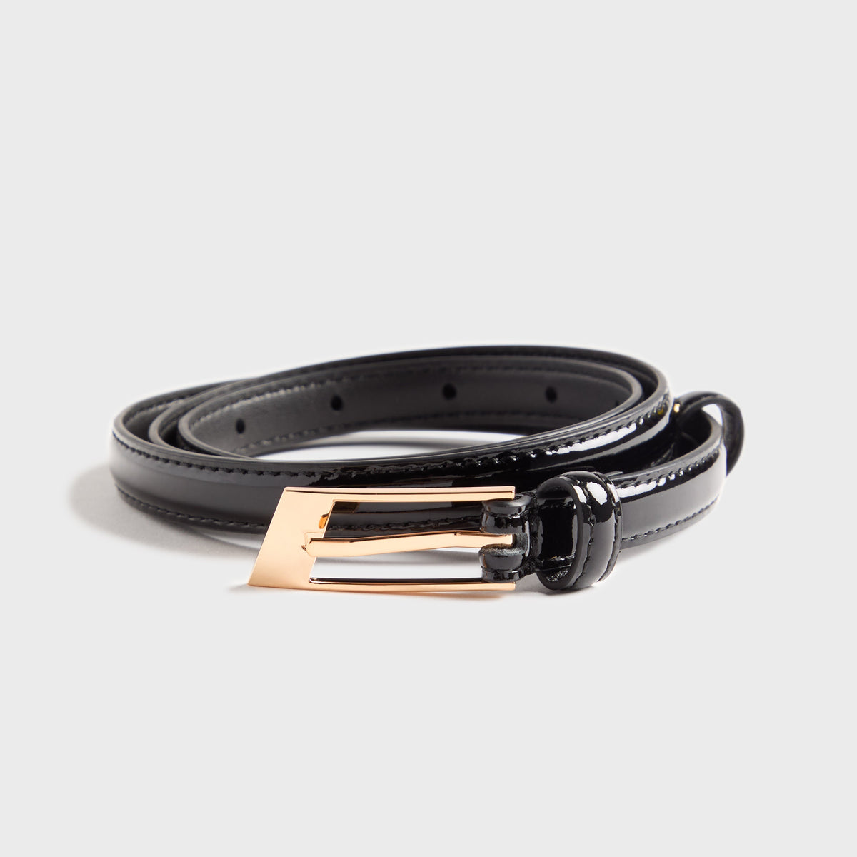 Black Suede Studio Slanted Belt - Black / Gold
