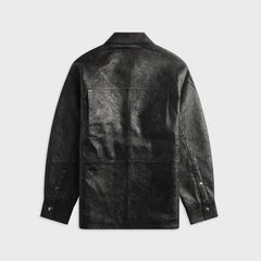 Sunflower Crinkle Leather Shirt - Black