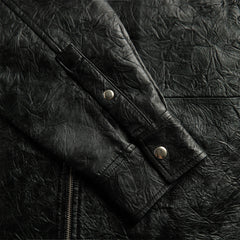 Sunflower Crinkle Leather Shirt - Black