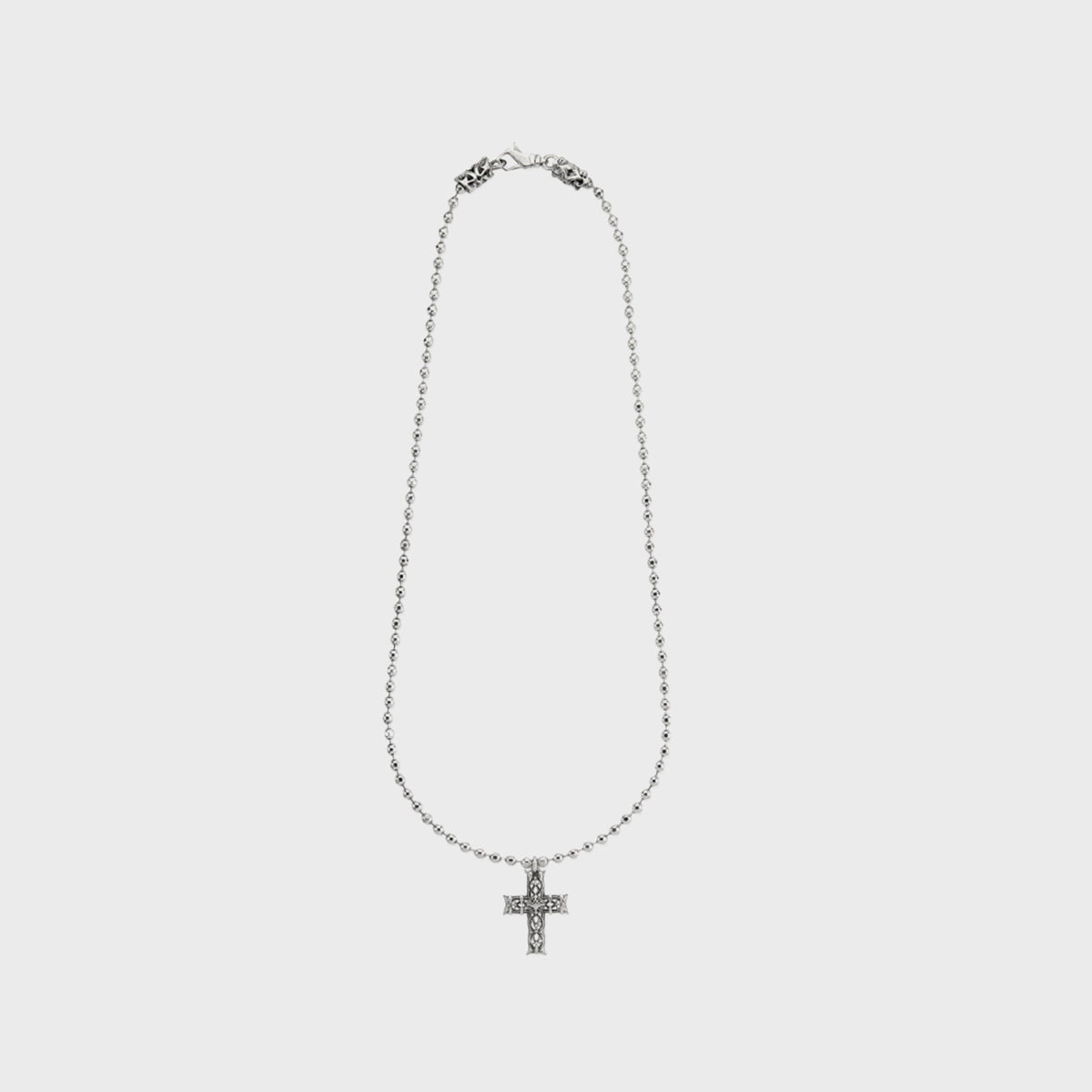Emanuele Bicocchi Beaded Chain with Notre Dame Cross - Silver