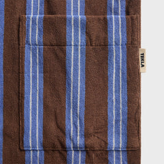 Tekla Striped Hooded Cotton Robe - Chestnut Stripes
