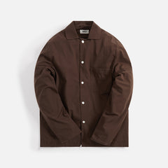 Tekla Poplin Long Sleeve Pajama Shirt - Coffee