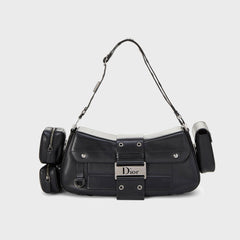 WGACA Dior Leather Street Chic Columbus Shoulder Bag - Black