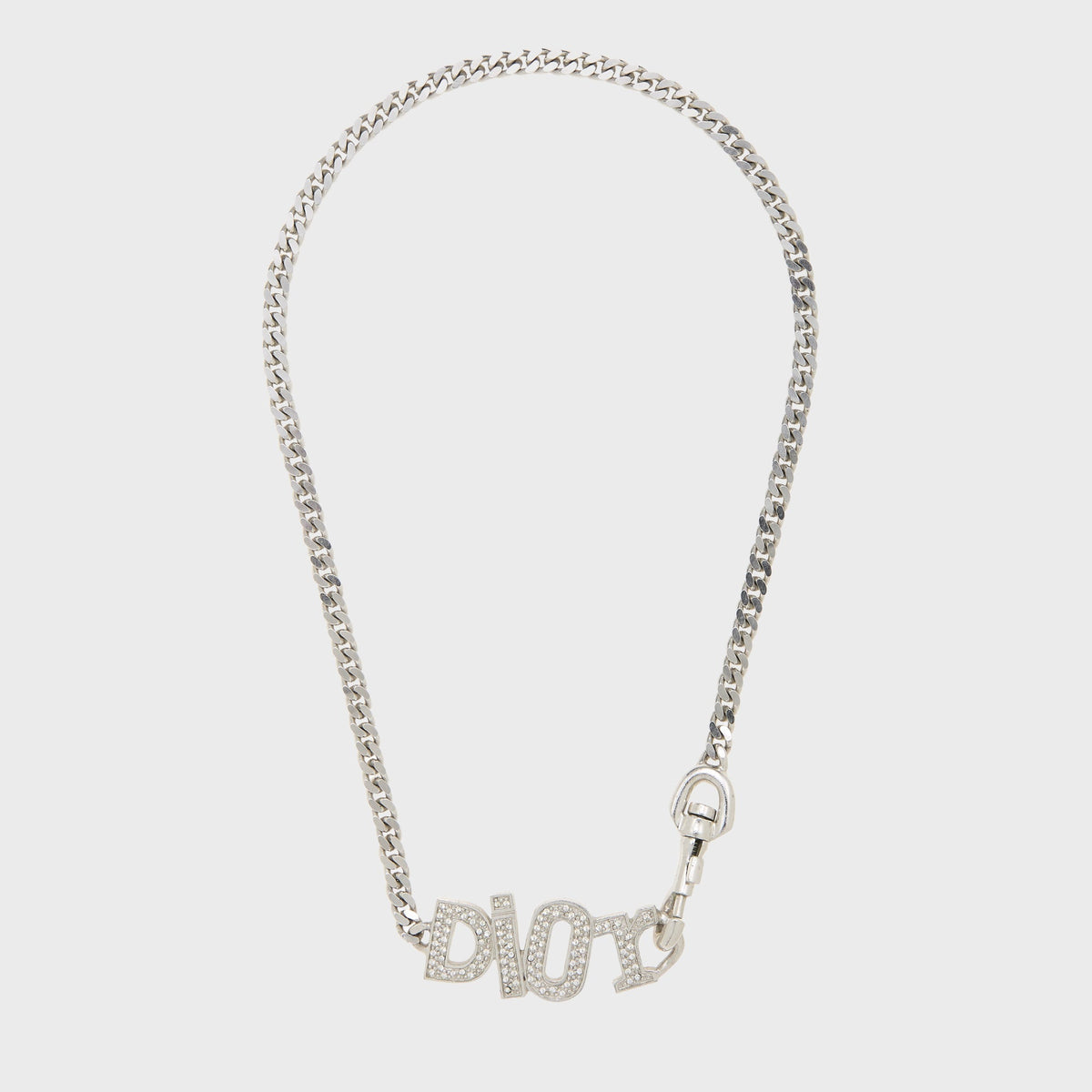 WGACA Dior Crystal Logo Necklace - Silver