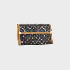 WGACA Louis Vuitton x Takashi Murakami Porte Trésor International Wallet - Black / Multi