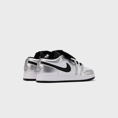 Jordan GS Air Jordan 1 Low SE - White / Metallic Silver / Black
